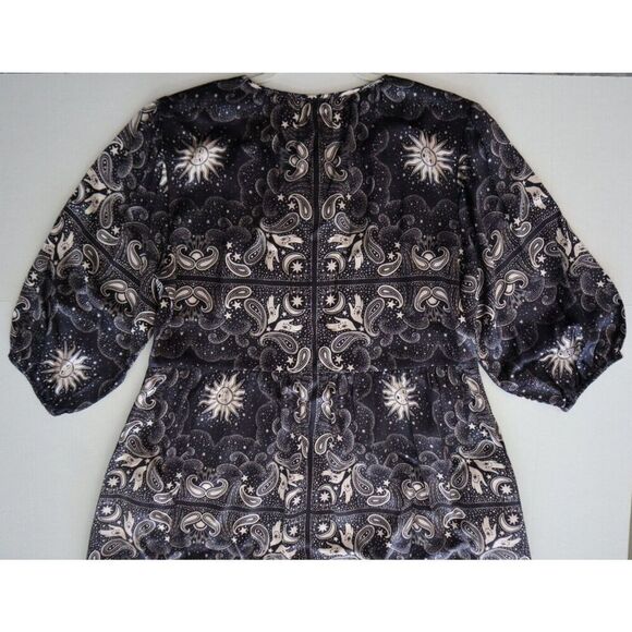 Johnny Was Workshop Women's Sz S Black Sun & Moon Silk Garnet Field Dress - Picture 11 of 11